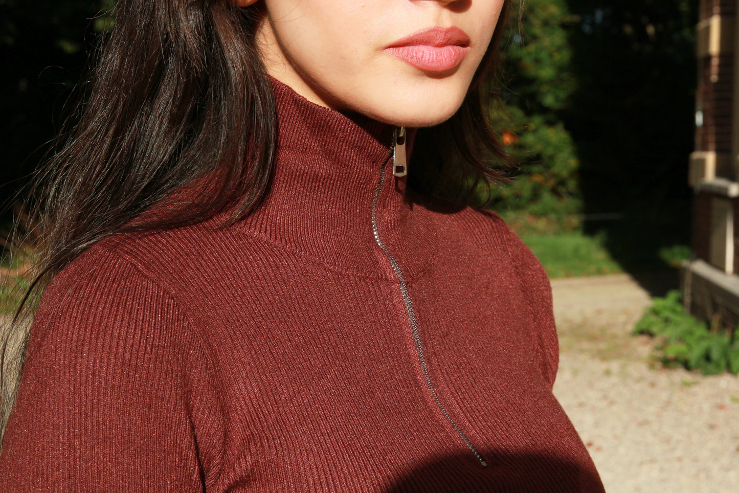 Rib top met col Fay | bruin - Iristra