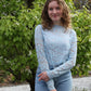 Kanten mesh top met lange mouwen en ronde hals Tess | Lichtblauw - Iristra
