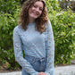 Kanten mesh top met lange mouwen en ronde hals Tess | Lichtblauw - Iristra