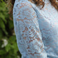 Kanten mesh top met lange mouwen en ronde hals Tess | Lichtblauw - Iristra