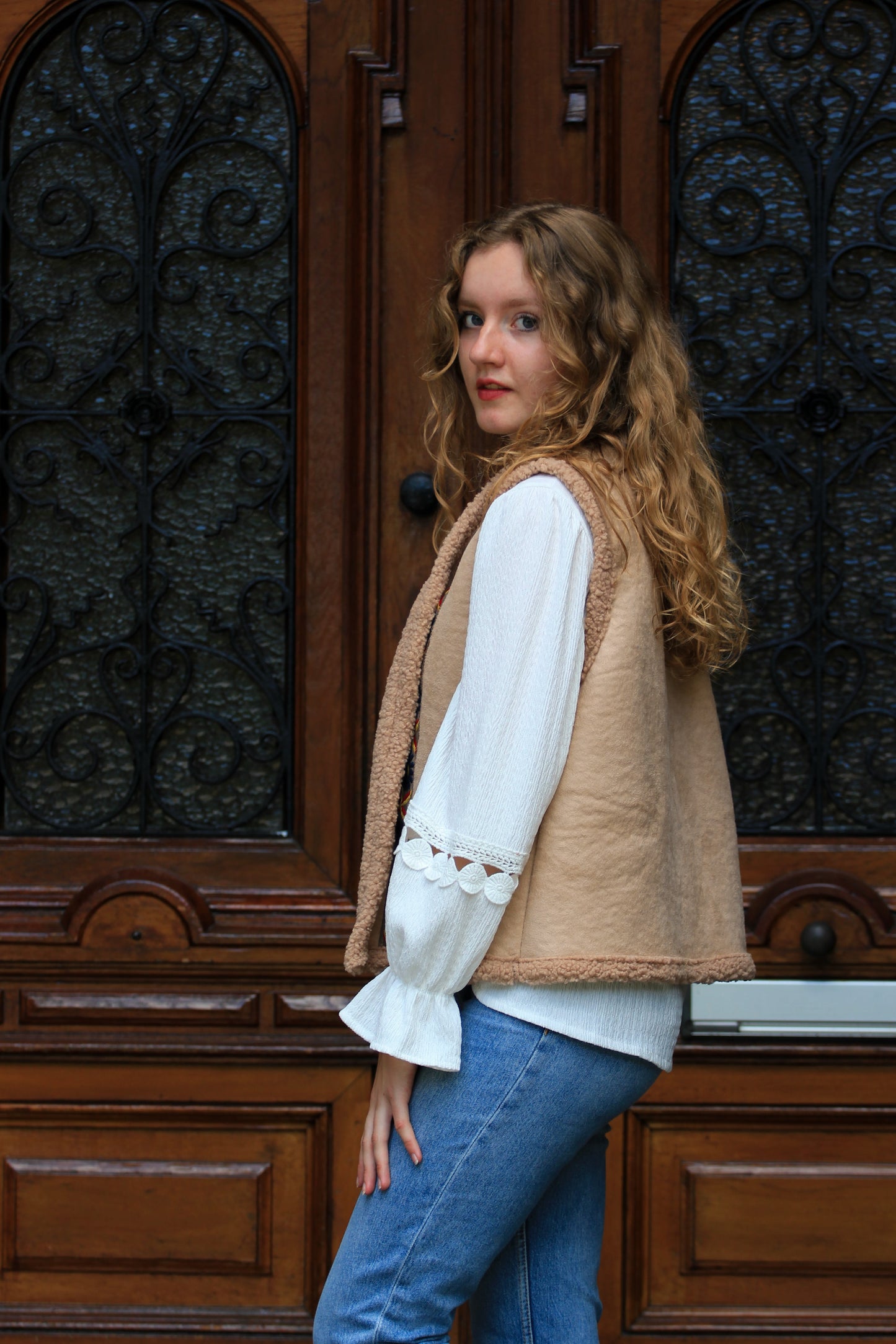 Boho gilet met borduursel Rosalie | camel